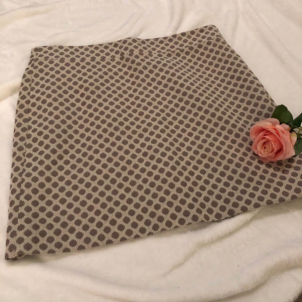 LOFT polka-dot skirt, cream/tan, Size 10